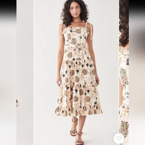 Ulla Johnson Cream Floral Midi Dress
